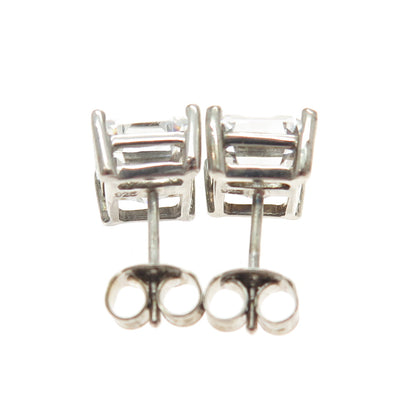 925 Sterling Silver Radiant-Cut Shaped C Z Stud Earrings