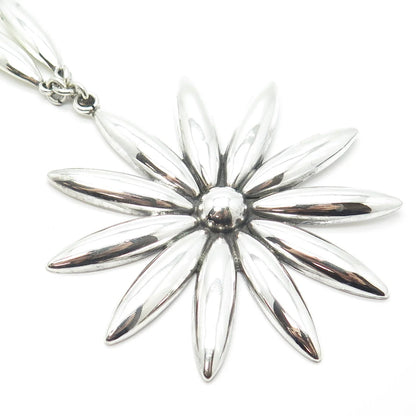 925 Sterling Silver Vintage Mexico Floral Bar Chain Necklace 24"