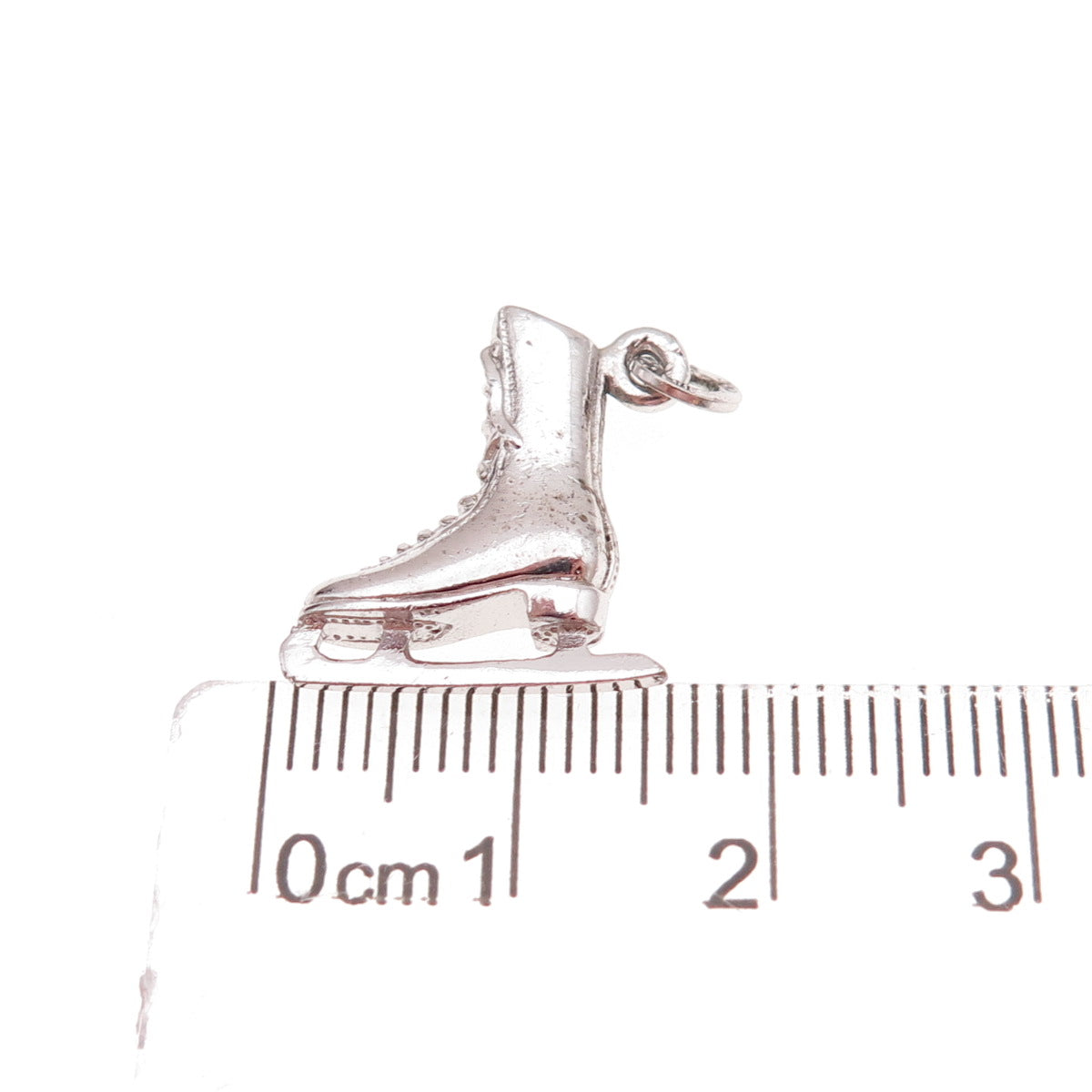 925 Sterling Silver Vintage Ice Skating Shoe Oxidized 3D Charm Pendant