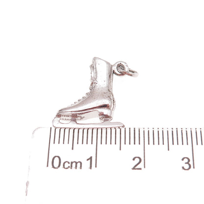 925 Sterling Silver Vintage Ice Skating Shoe Oxidized 3D Charm Pendant