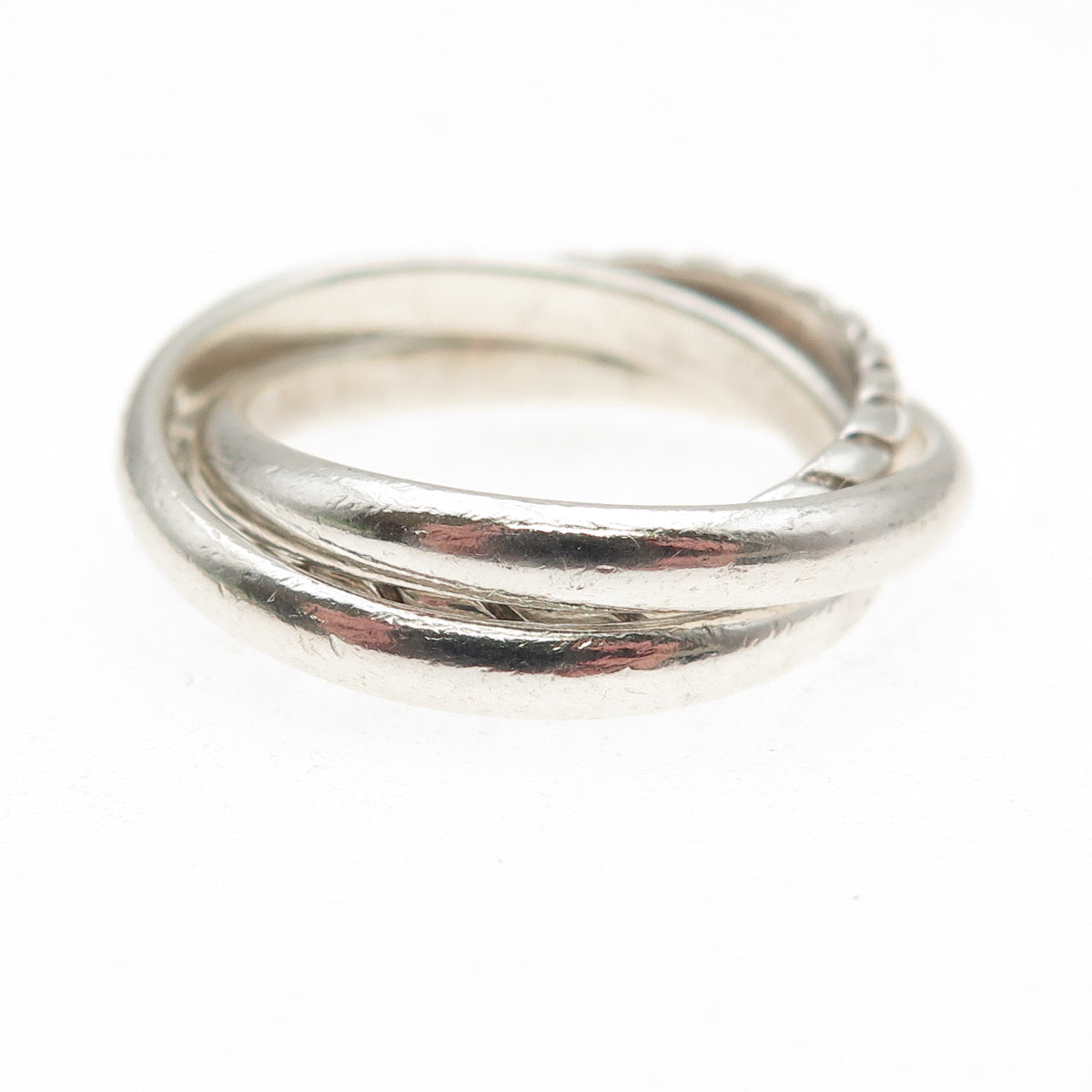 925 Sterling Silver Vintage Interlocked Trinity Band Ring Size 6.75