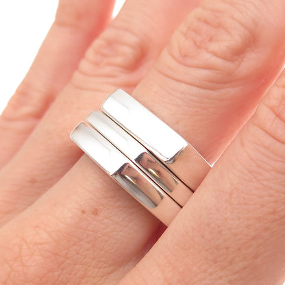 Gucci 925 Sterling Silver Vintage Italy Set of 3 Stackable Rings Size 10