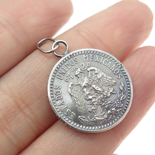 925 Sterling Antique 1937 20 Centavos Estados Unidos Mexicanos Coin Pendant