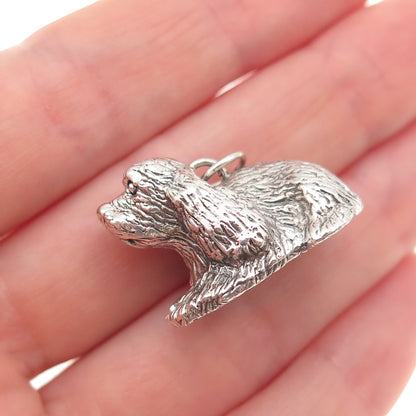 925 Sterling Silver Vintage English Cocker Spaniel Dog Hollow 3D Charm Pendant