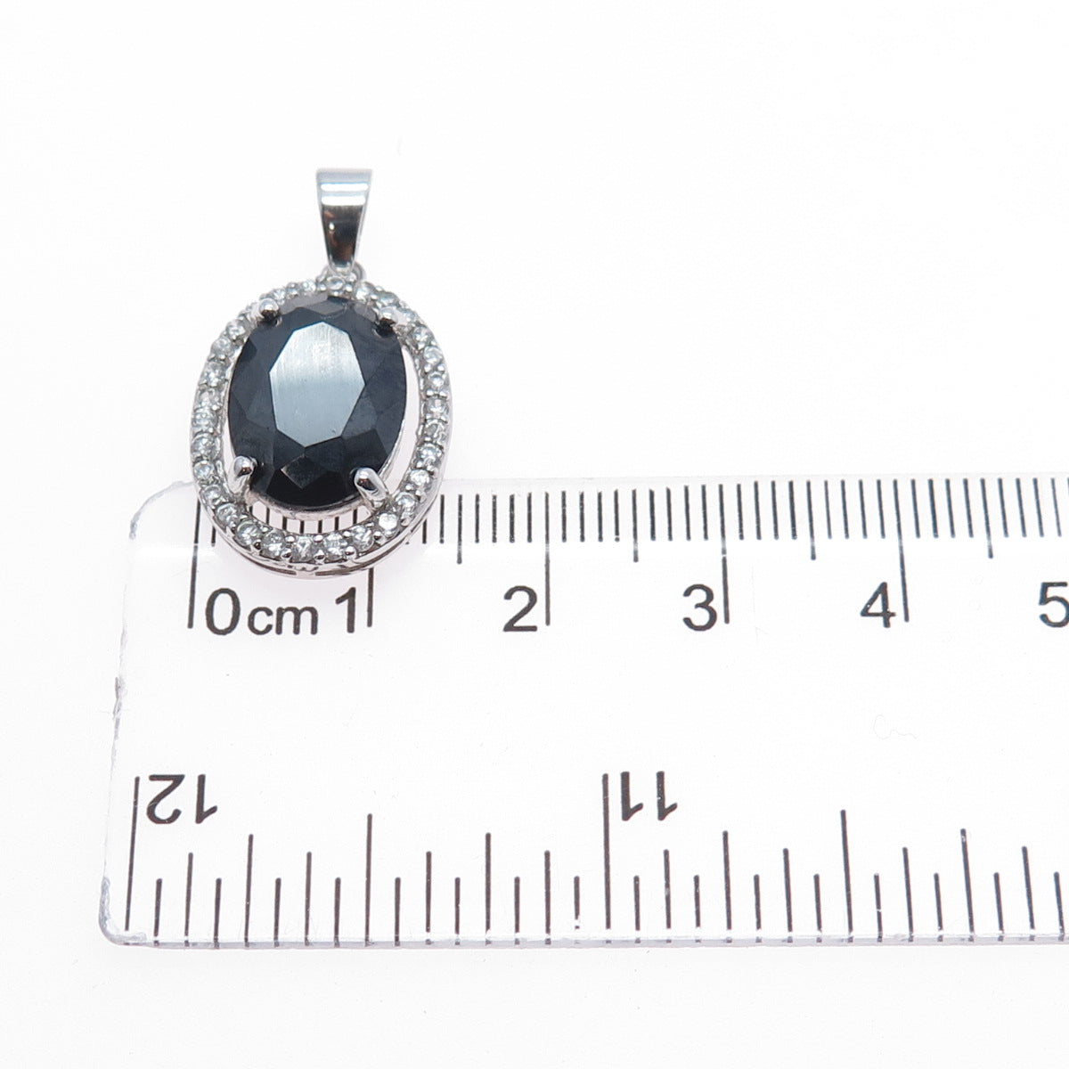 HAN 925 Sterling Silver Real Hematite & C Z Charm Pendant
