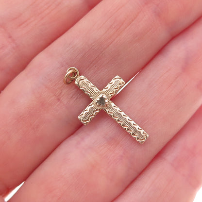 Henry F. Barrows 1/20 12K Gold Filled Antique Art Deco Heart Cross Charm Pendant