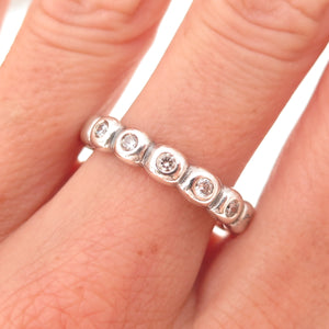Pandora 925 Sterling Silver Round-Cut C Z Hope Bubble Band Ring Size 8