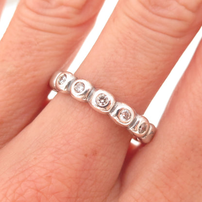 Pandora 925 Sterling Silver Round-Cut C Z Hope Bubble Band Ring Size 8