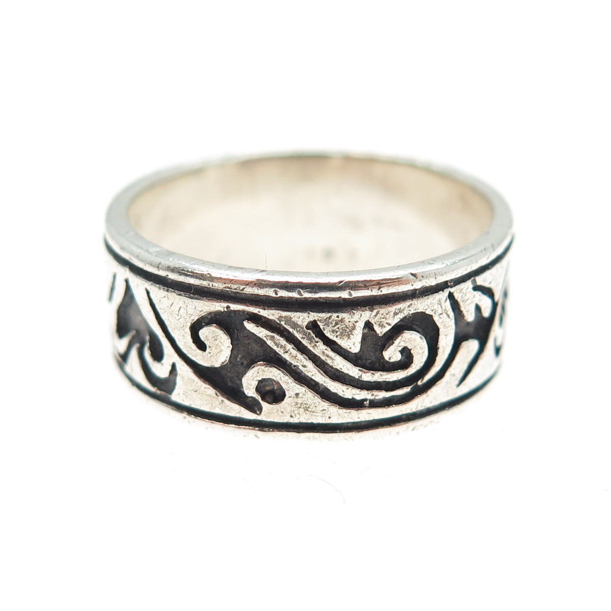 925 Sterling Silver Vintage Spade Oxidized Band Ring Size 8.25