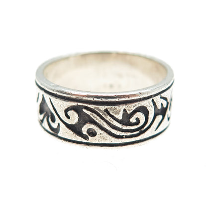 925 Sterling Silver Vintage Spade Oxidized Band Ring Size 8.25