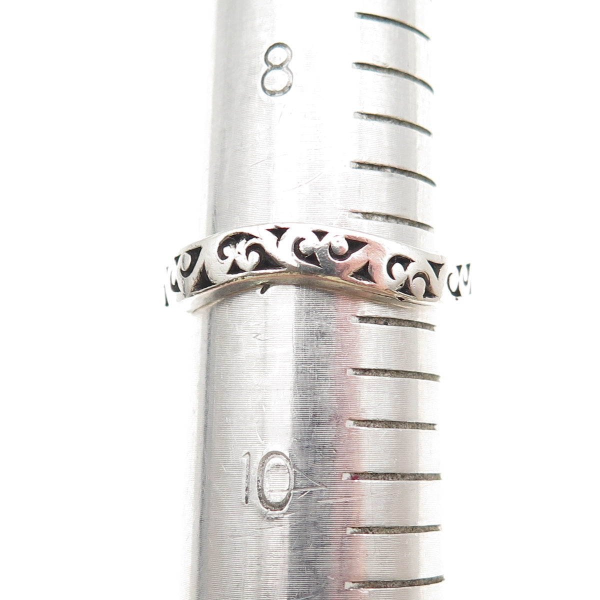 Lois Hill 925 Sterling Silver Vintage Signature Scroll Wavy Band Ring Size 9.25