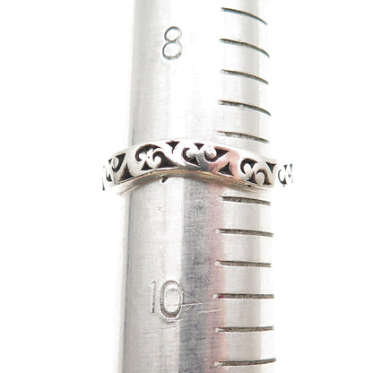 Lois Hill 925 Sterling Silver Vintage Signature Scroll Wavy Band Ring Size 9.25