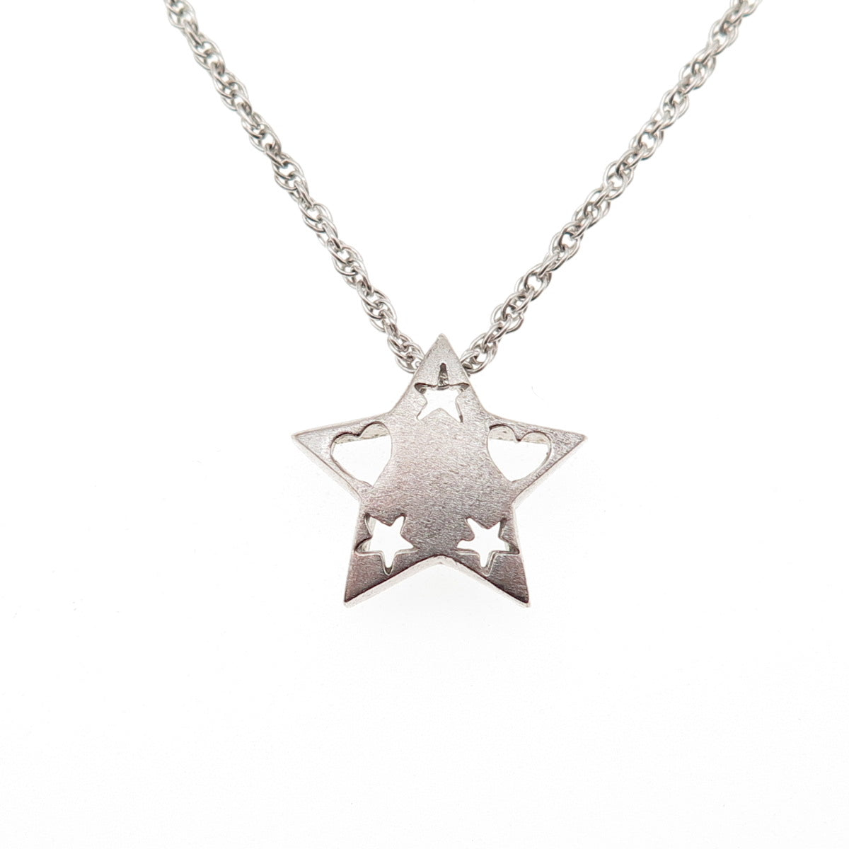 Joielle 925 Sterling Silver Vintage Heart Star Twisted Rope Chain Necklace 18"