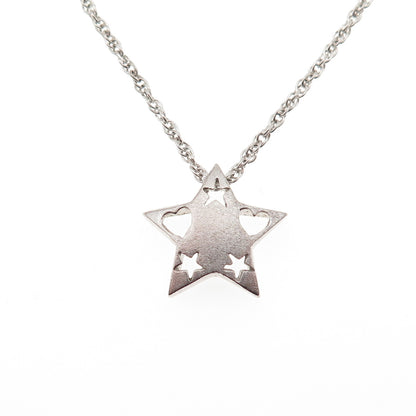 Joielle 925 Sterling Silver Vintage Heart Star Twisted Rope Chain Necklace 18"