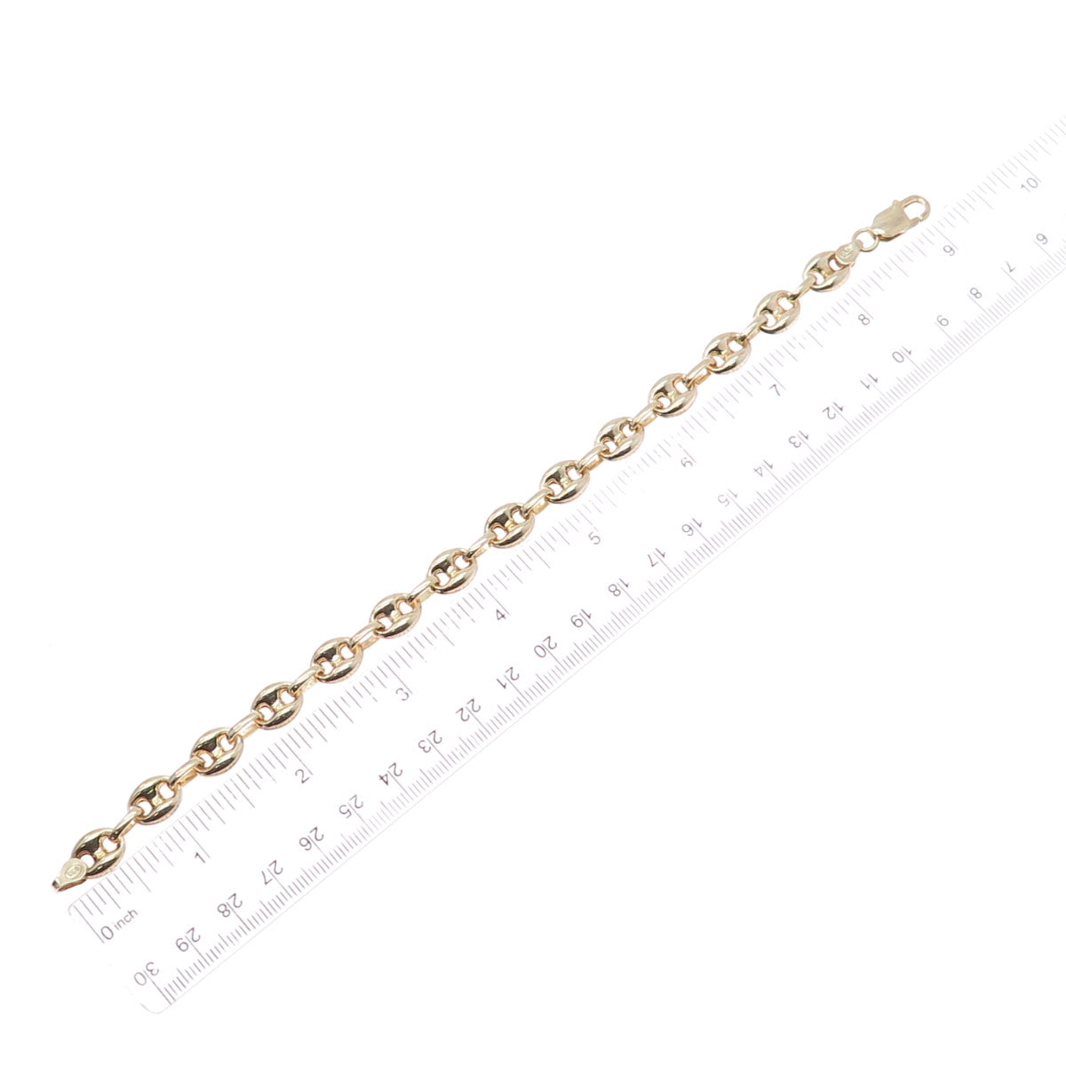 925 Sterling Silver Gold Plated Anchor Mariner Link Bracelet 8.75"