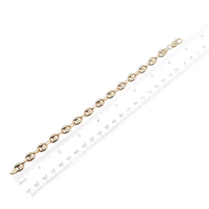 925 Sterling Silver Gold Plated Anchor Mariner Link Bracelet 8.75"