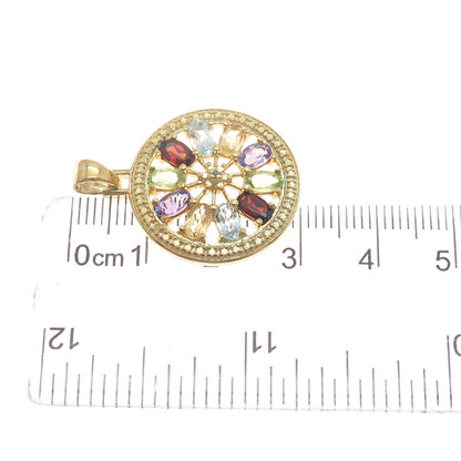 ROSS SIMONS 925 Sterling Gold Plated Real Diamond Accent Multi-Color Gem Pendant