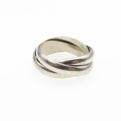 925 Sterling Silver Vintage Italy Interlocked Trinity Band Ring Size 6.5