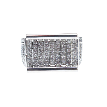 925 Sterling Silver Round-Cut Shaped C Z Sparkle Signet Ring Size 9.5