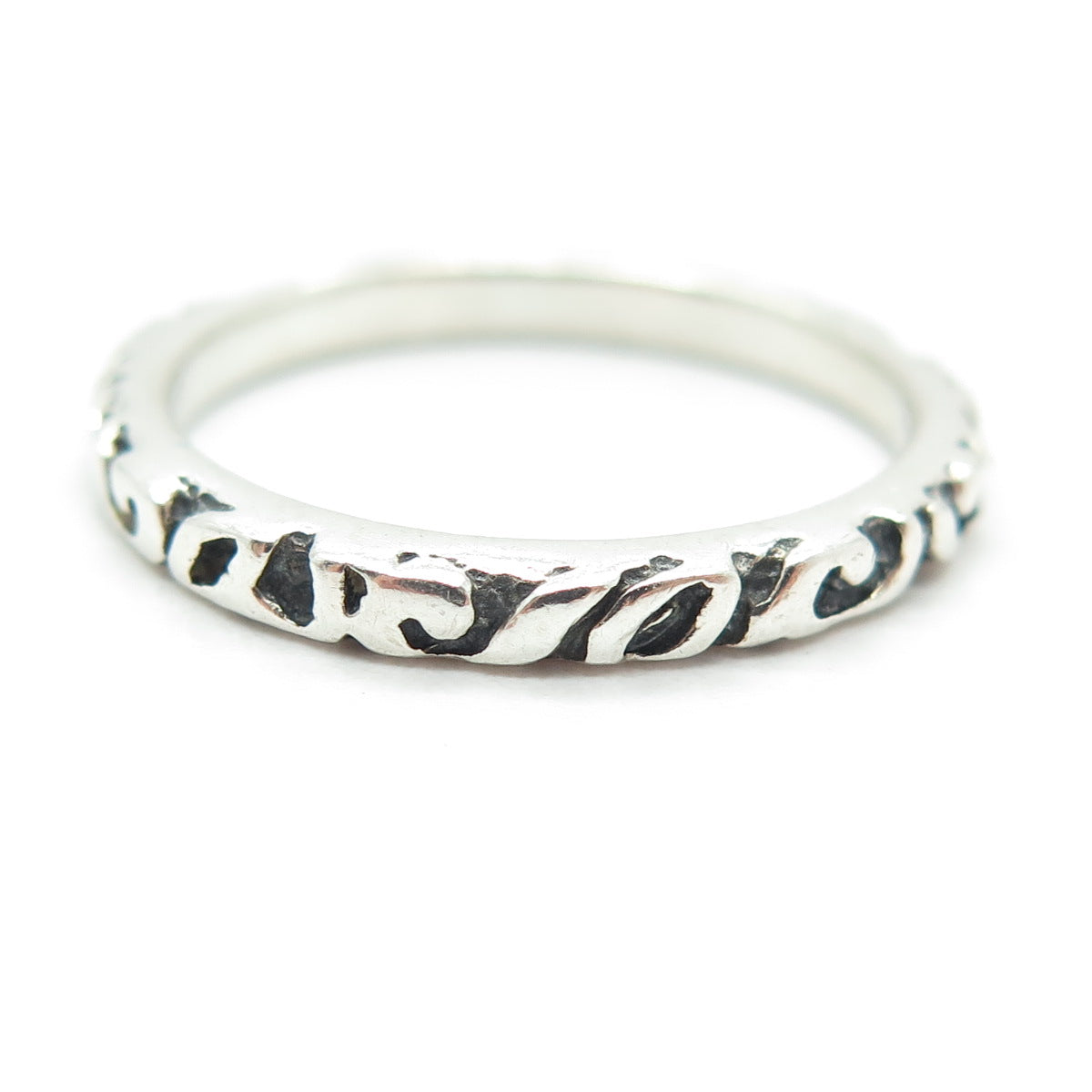 SILPADA 925 Sterling Silver Vintage Swirl Stackable Band Oxidized Ring Size 10