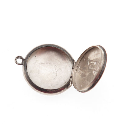Silver-Tone Antique Victorian St. Mary Religious Oxidized Locket Charm Pendant