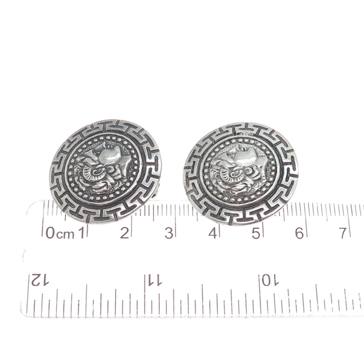 925 Sterling Silver Vintage Alexander The Great Oxidized Clip On Earrings