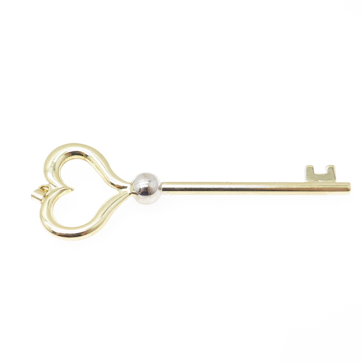 14K Yellow & White Gold Heart Key Charm Pendant