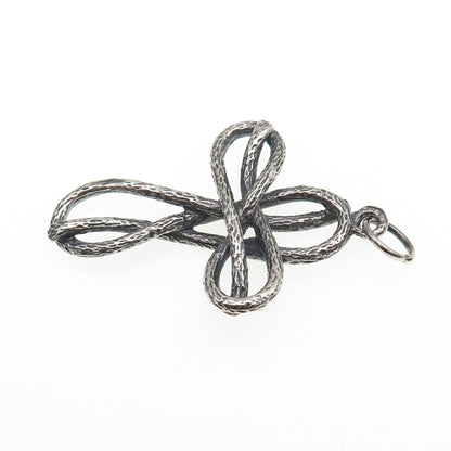 925 Sterling Silver Vintage Modernist Cross Oxidized Charm Pendant