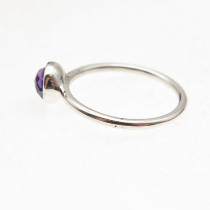 Pandora Sterling Silver Real Amethyst February Birthday Blooms Ring Size 6.75
