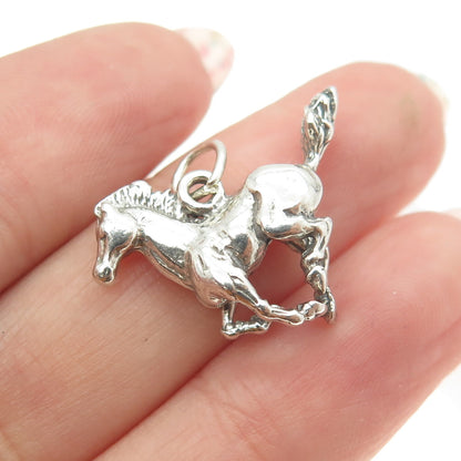 SUN WEST 925 Sterling Silver Vintage Frisky Horse 3D Pendant