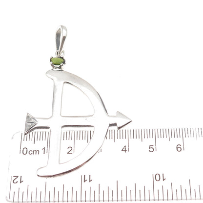 950 Silver Vintage Real Green Tourmaline Sagittarius Zodiac Sign Pendant