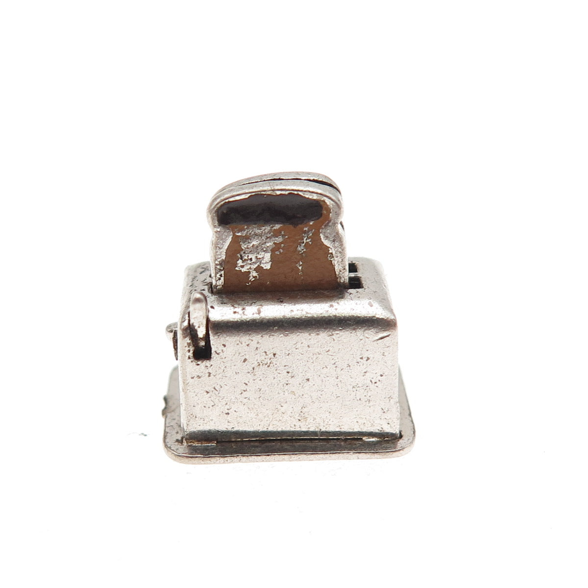 925 Sterling Silver Antique Art Deco Enamel Toaster Articulated 3D Mini Pendant
