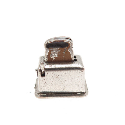 925 Sterling Silver Antique Art Deco Enamel Toaster Articulated 3D Mini Pendant