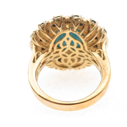 Chuck Clemency 925 Sterling Gold Plated Real Turquoise Spinel Topaz Ring Size 8