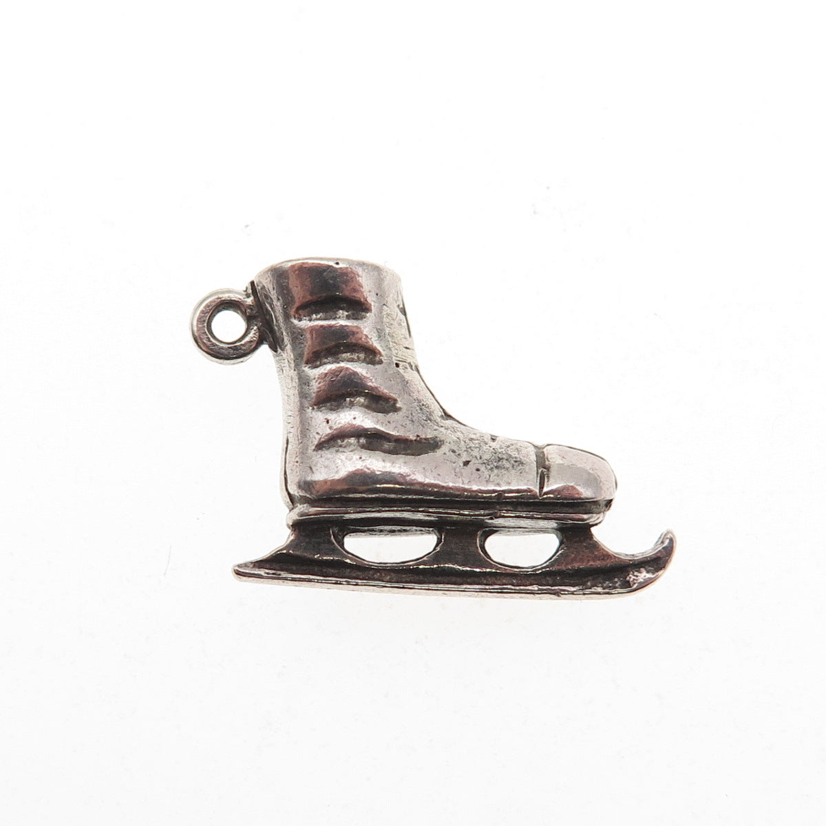 835 Silver Vintage Ice Skate Oxidized Mini Charm Pendant