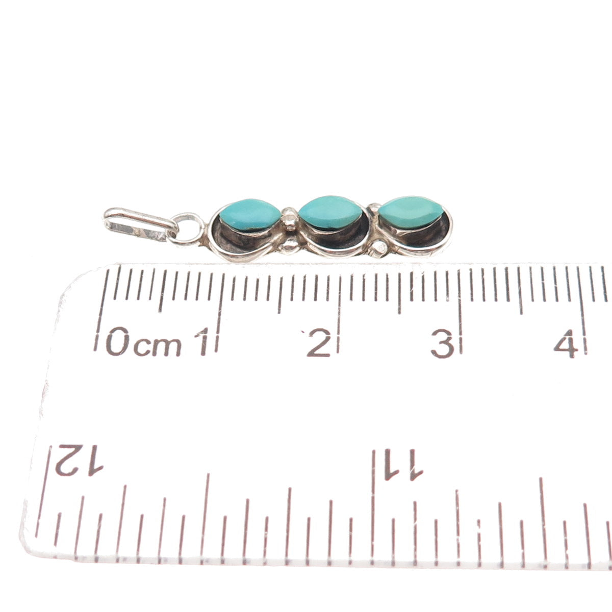 Old Pawn 925 Sterling Silver Vintage Southwestern Turquoise Tribal Charm Pendant