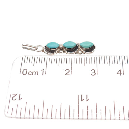 Old Pawn 925 Sterling Silver Vintage Southwestern Turquoise Tribal Charm Pendant