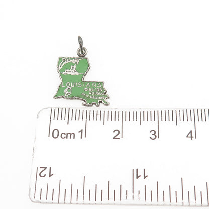 FRENCH & FRANKLIN 925 Sterling Silver Vintage Enamel Louisiana Mini Pendant