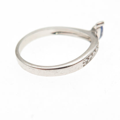 BGE Bradford 925 Sterling Silver Blue & White C Z Always Ring Size 7.25