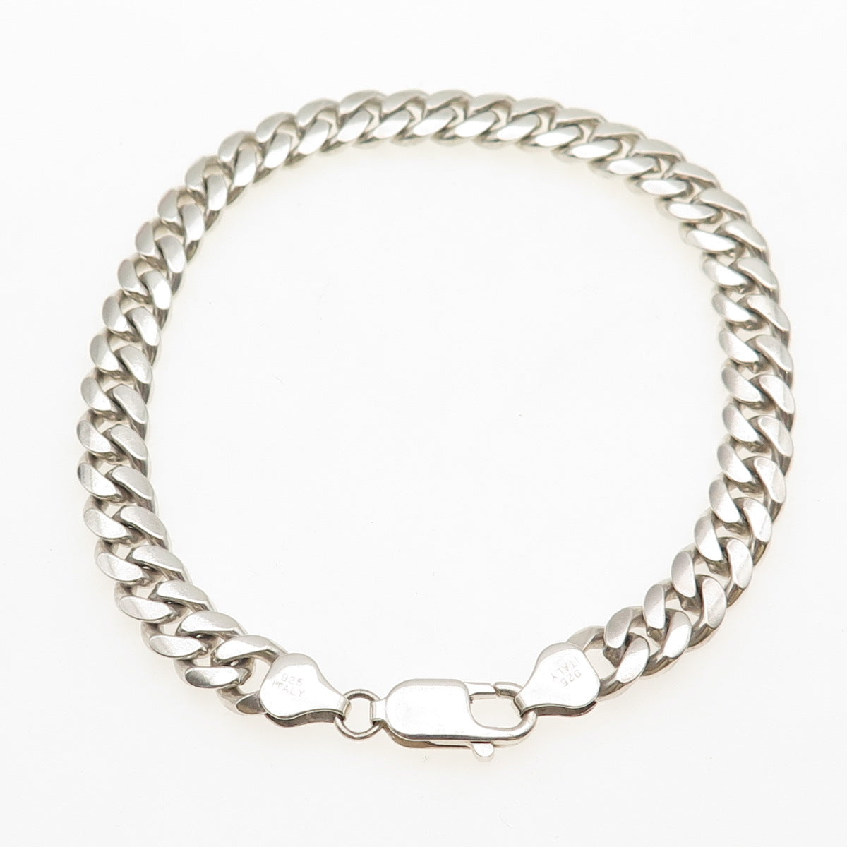 Karizia Spa KA-1772 925 Sterling Silver Vintage Italy Cuban Link Bracelet 8.75"