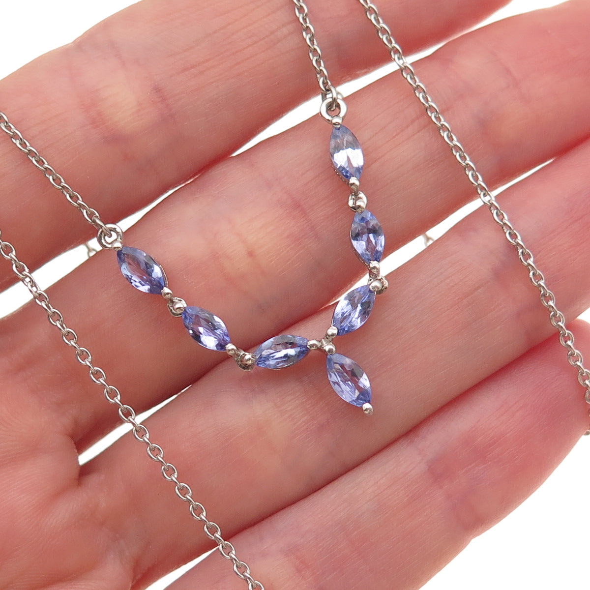 Chuck Clemency 925 Sterling Silver Real Tanzanite Cable Chain Necklace 18"