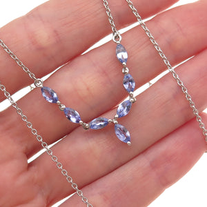 Chuck Clemency 925 Sterling Silver Real Tanzanite Cable Chain Necklace 18"