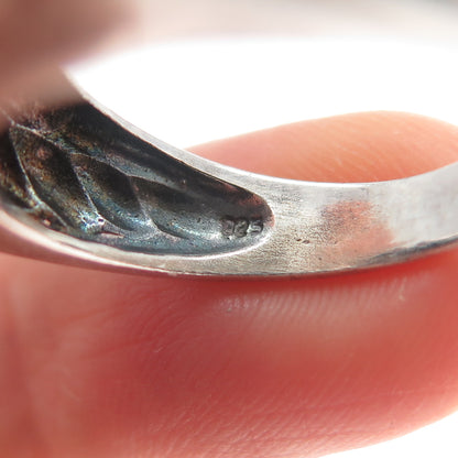 925 Sterling Silver Vintage Modernist Ribbed Oxidized Ring Size 8
