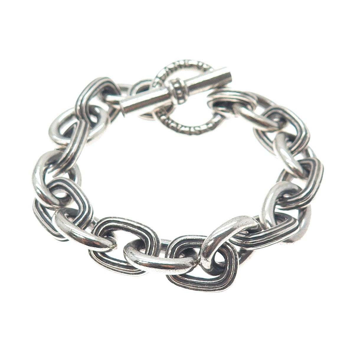SLANE & SLANE 925 Sterling Silver Vintage Cable Link Oxidized Bracelet 6.25"