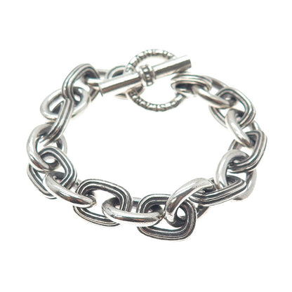 SLANE & SLANE 925 Sterling Silver Vintage Cable Link Oxidized Bracelet 6.25"