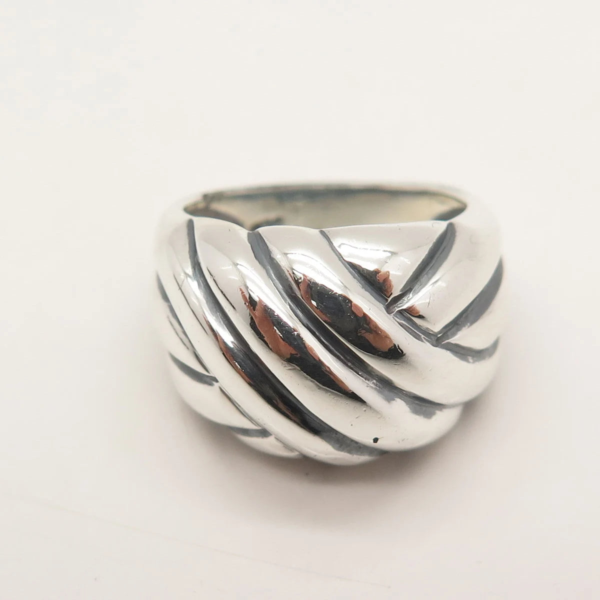 925 Sterling Silver Vintage Ribbed Knot Ring Size 6.75