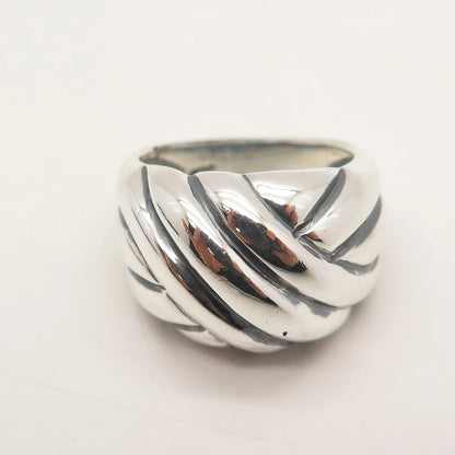 925 Sterling Silver Vintage Ribbed Knot Ring Size 6.75
