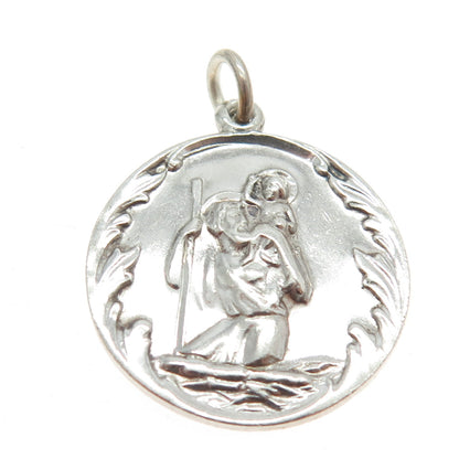 925 Sterling Silver Vintage St. Christopher Religious Pendant