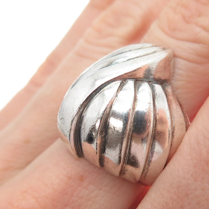 925 Sterling Silver Vintage Modernist Flame Ring Size 6.5