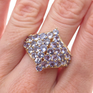 Chuck Clemency 925 Sterling Silver Gold Plated Real Tanzanite Ring Size 8